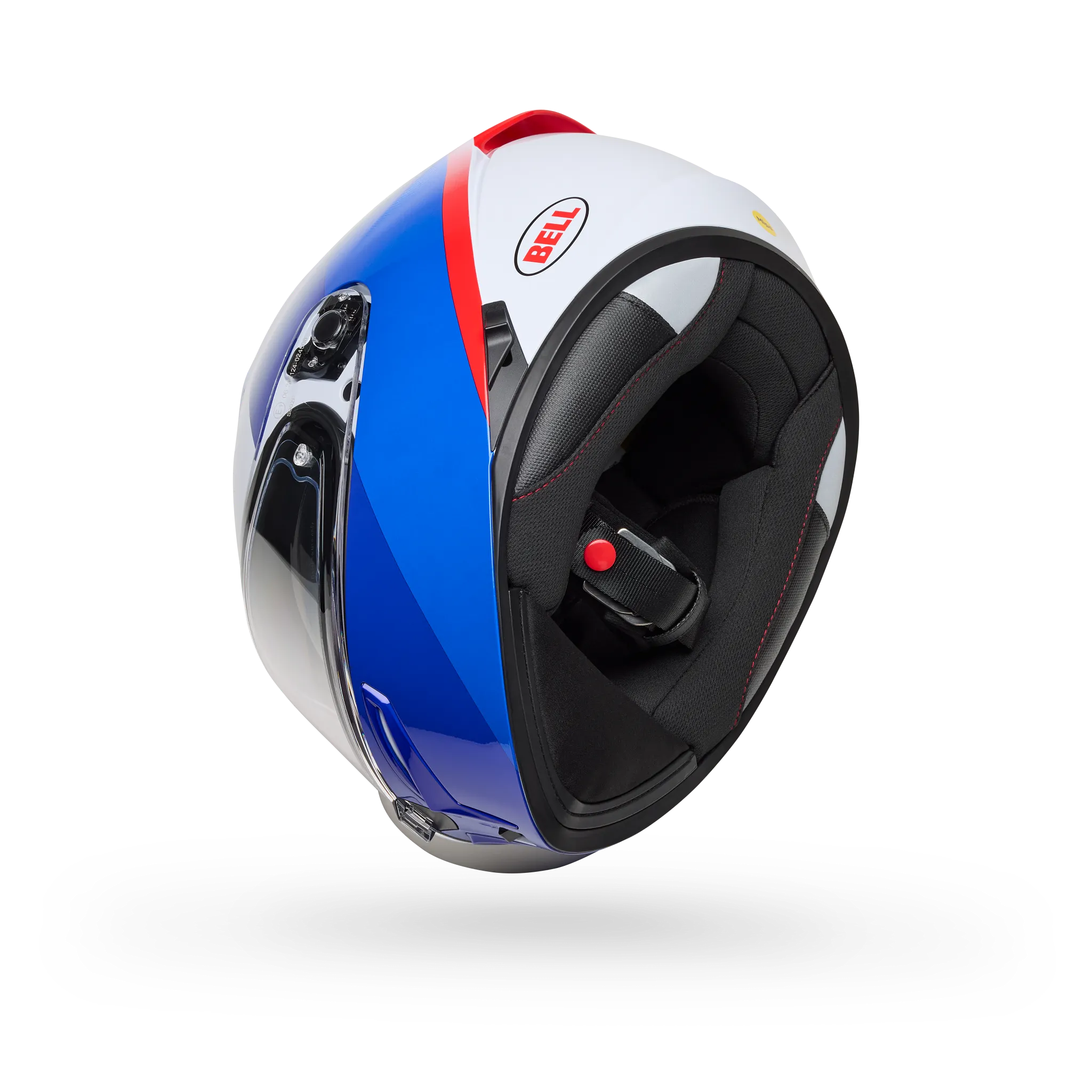 Bell Lithium Mips Bash Full Face Motorcycle Helmet - White/Blue - Bottom Side View