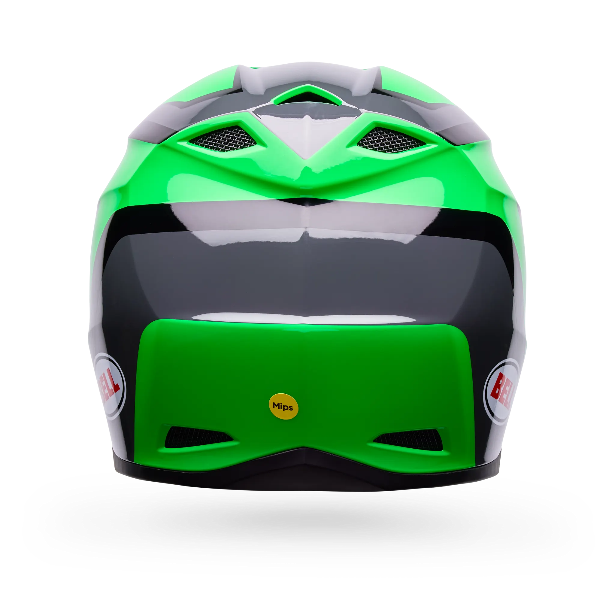 Bell MX-10 Mips Dyno Motorcycle Helmet - Green/Grey - Back View