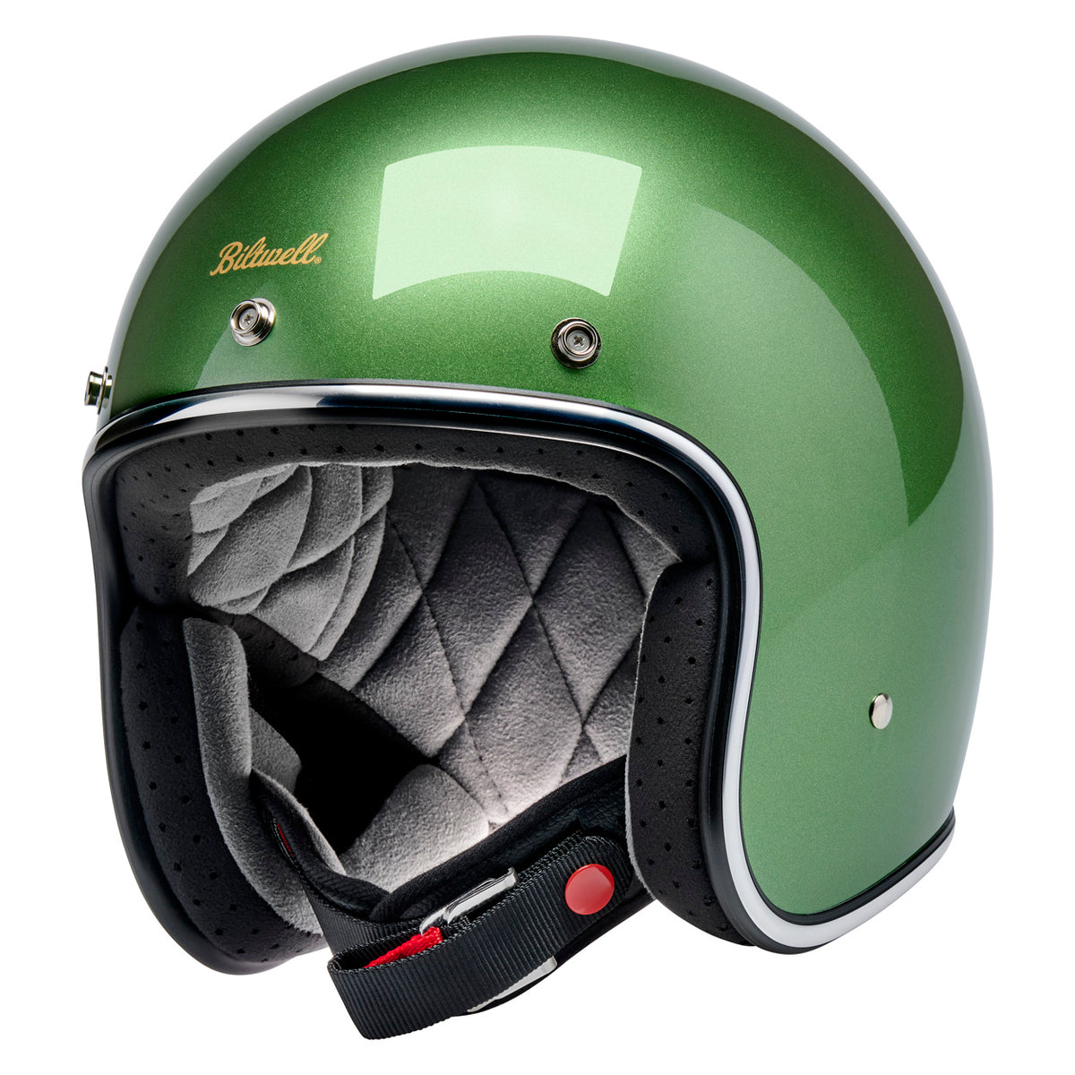 Biltwell Bonanza Metallic Irish Green Open Face Motorcycle Helmet