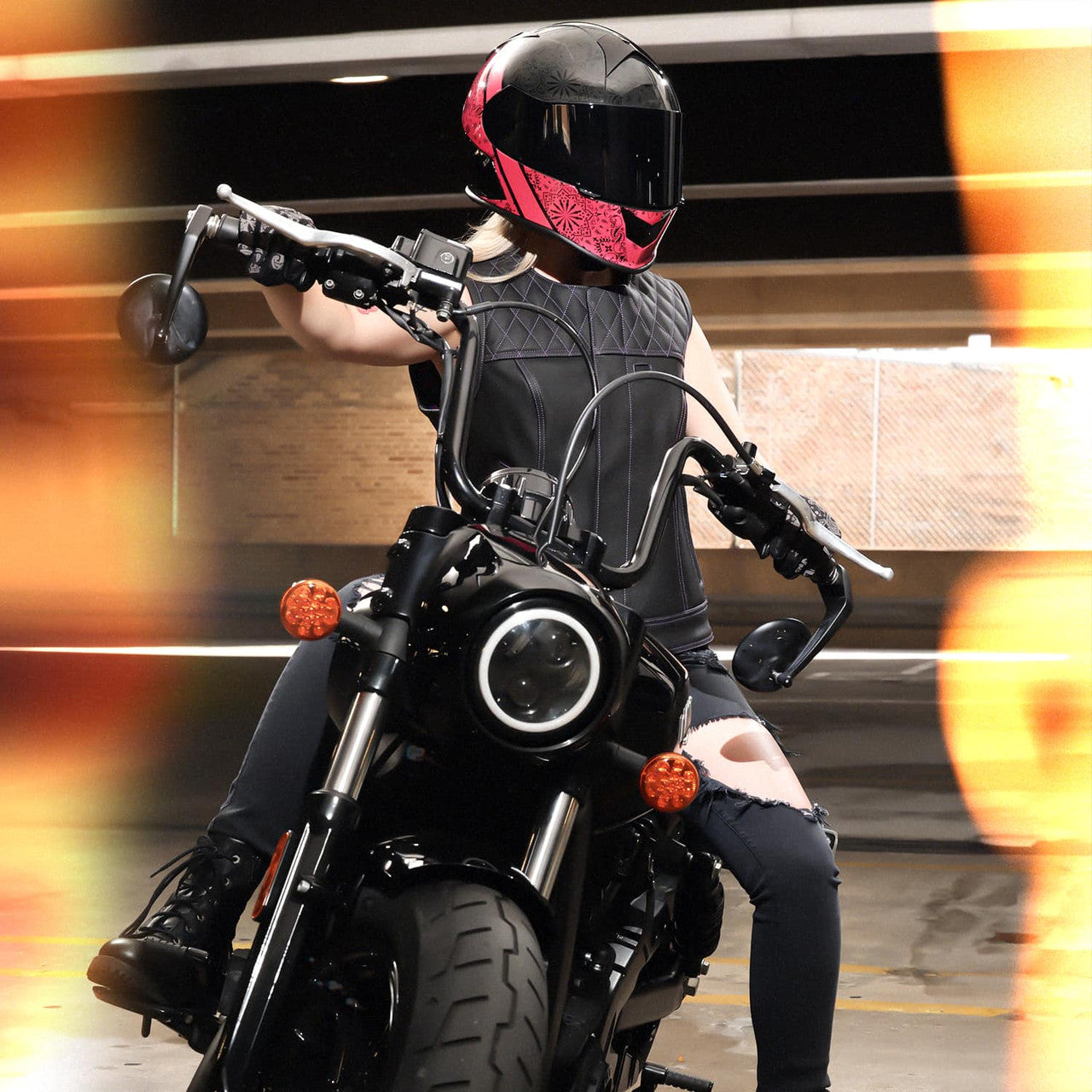 Z1R Women's Werk Leather Motorcycle Riding Vest