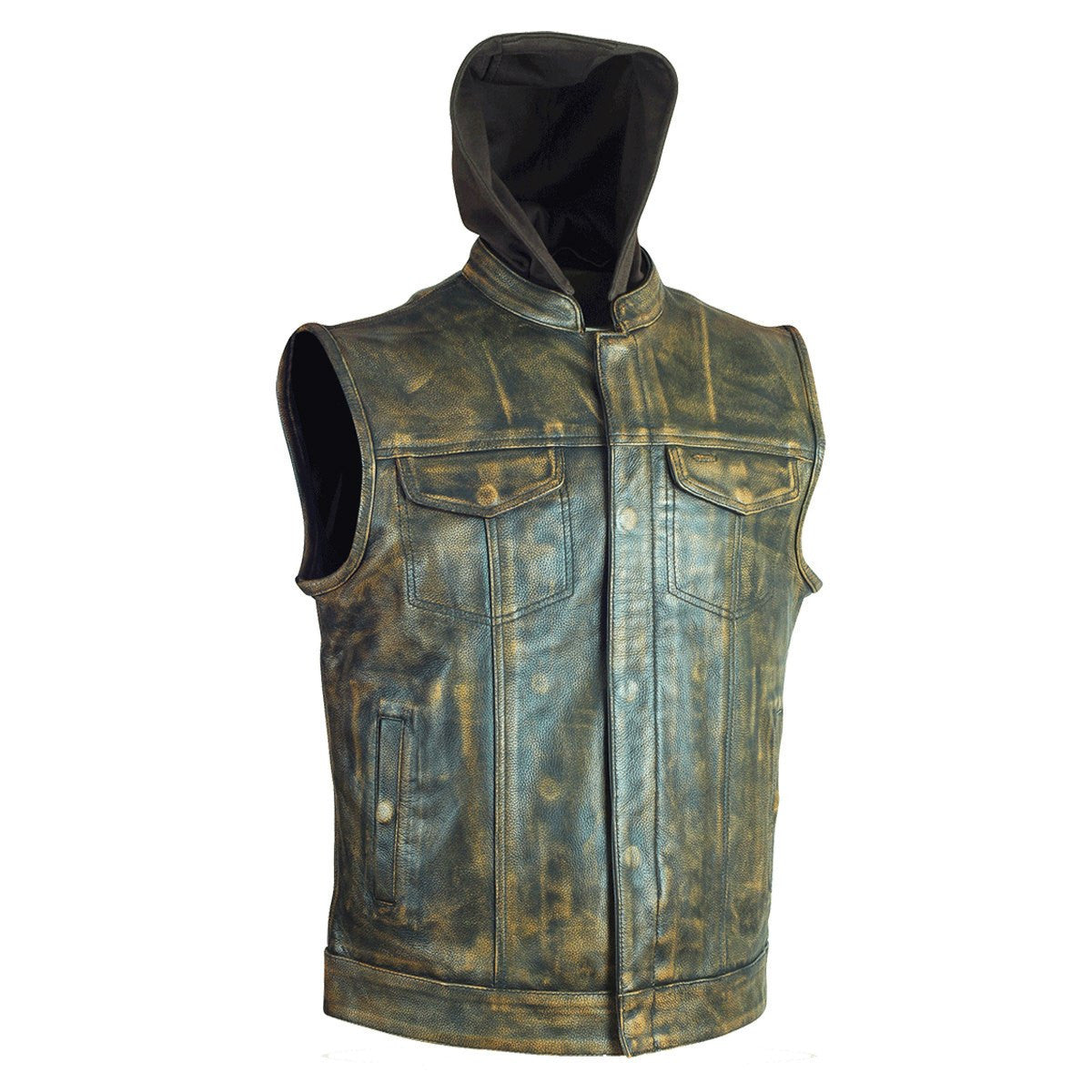 Motorcycle Vest Men's Heavy Duty Biker Vest Full Grain Cowhide