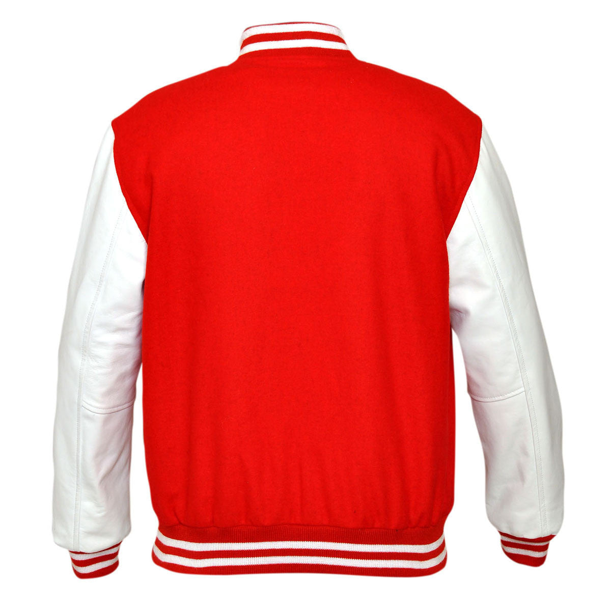 Men's Red Wool with Real Leather Varsity Letterman Jacket