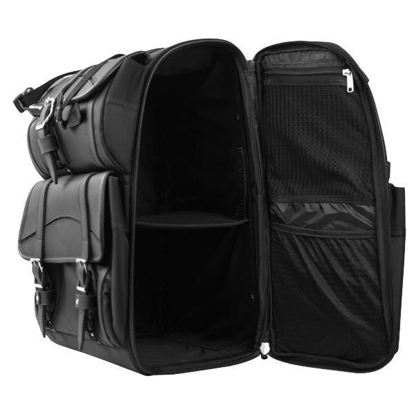 Vance VS34 Black Plain and Studded Large Heavy Duty Deluxe Motorcycle Luggage Travel Sissy Bar Bag