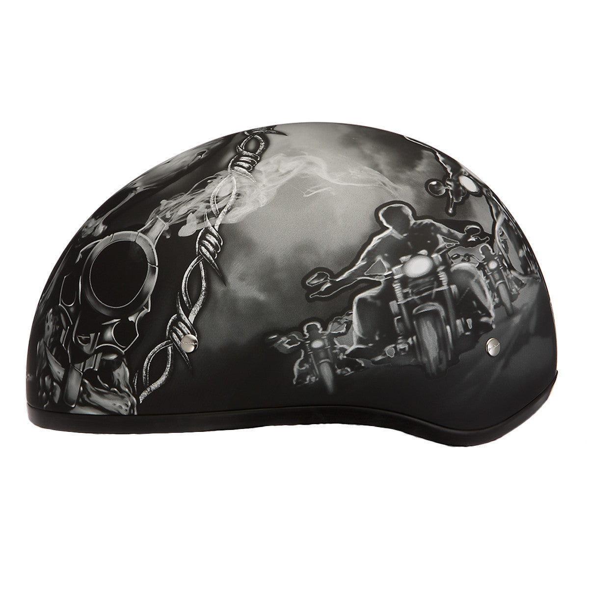 Daytona Helmets Skull Cap German Style Motorcycle Helmet – Dull Black – Open Face