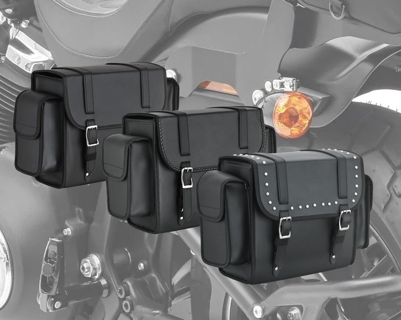 Vance VS318 Medium Black Plain Motorcycle Sissy Bar Bag for Harley