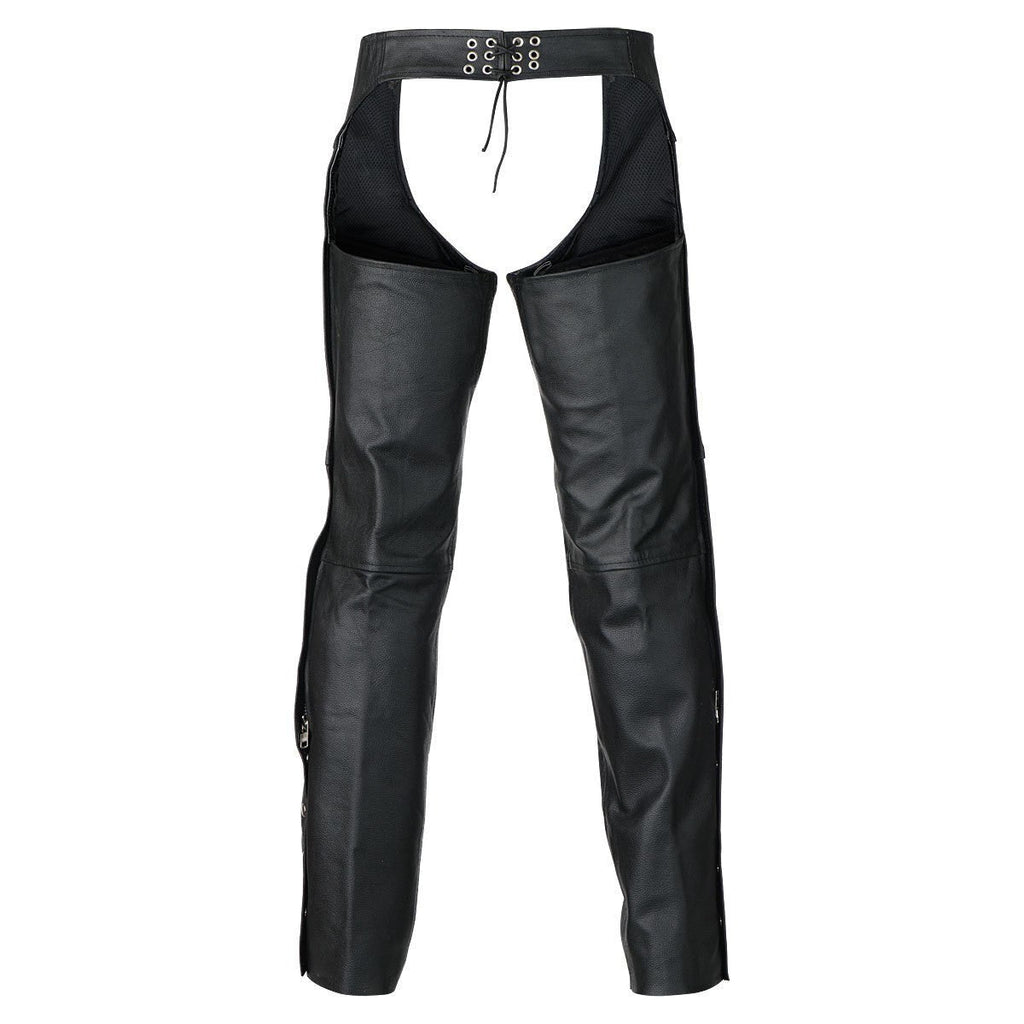 Black Leather Bike Riding Chaps - Team Motorcycle
