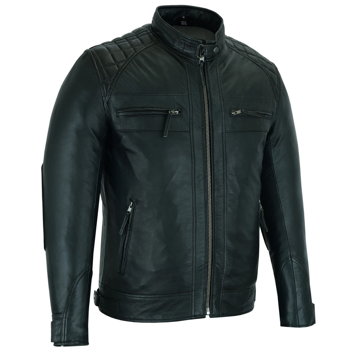Gatsby Black Waxed Lambskin Motorcycle Leather Jacket