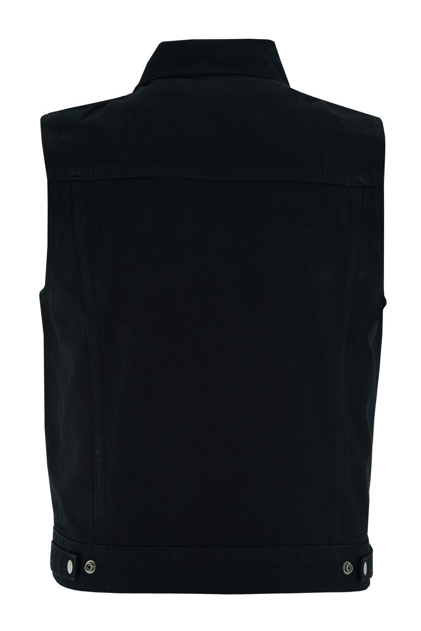 Mens Black Jean Style Denim Motorcycle Vest