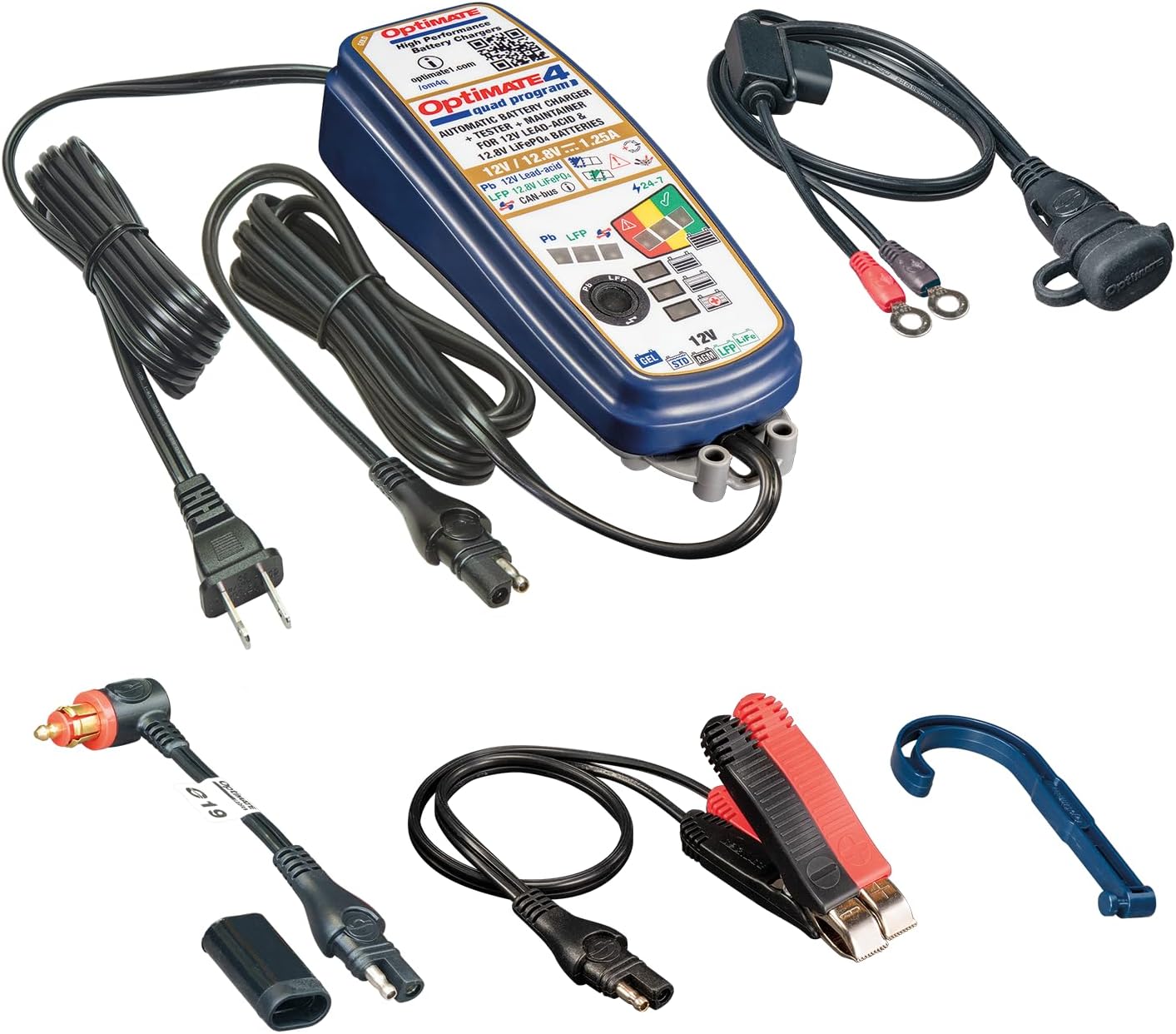 Tecmate OptiMate 4 Quad Program Premium Edition 12V/ 12.8V 1.25A charger & maintainer