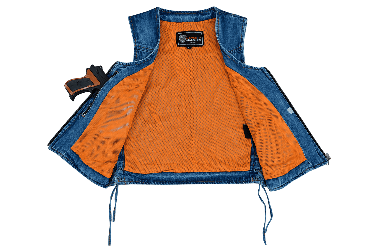 Women's Blue Denim V Neck with Zipper & side laces Vest Women's Blue Denim V Neck with Zipper & side laces Vest