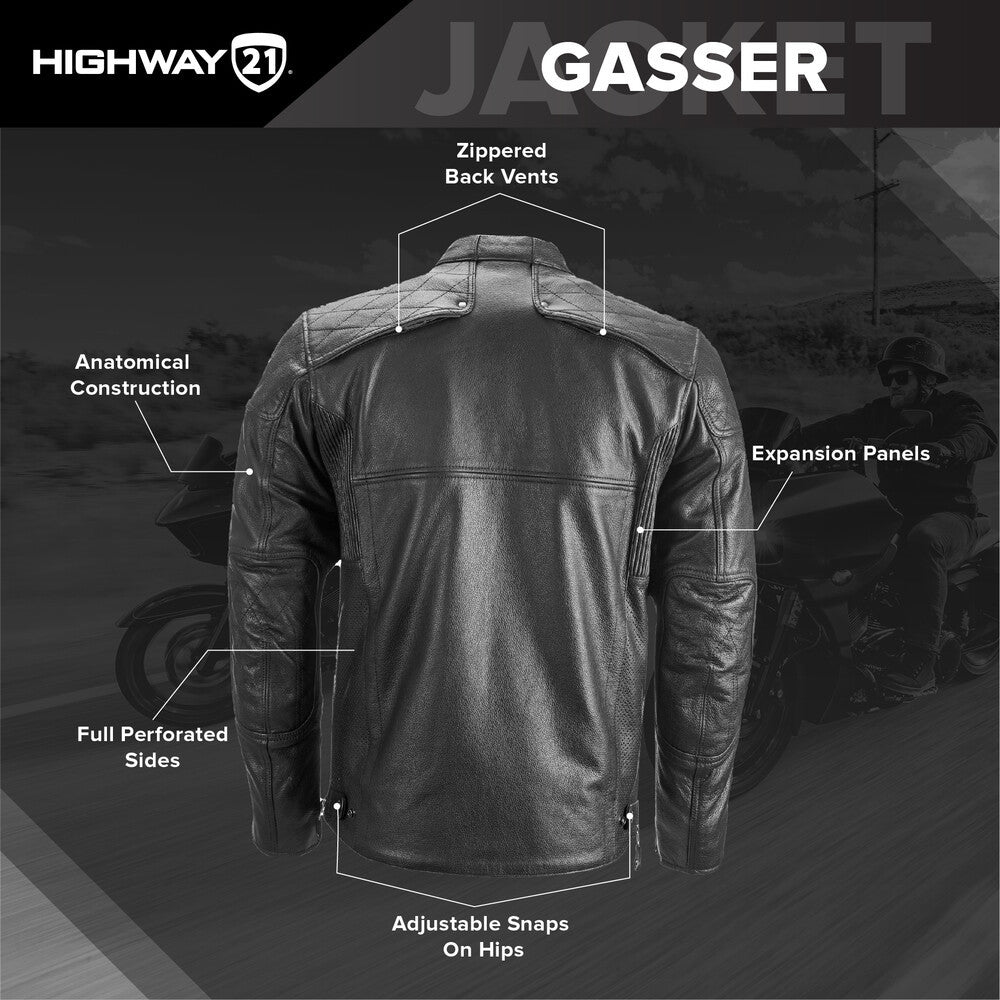 Highway 21 Gasser Leather Motorcycle Jacket - Infographics