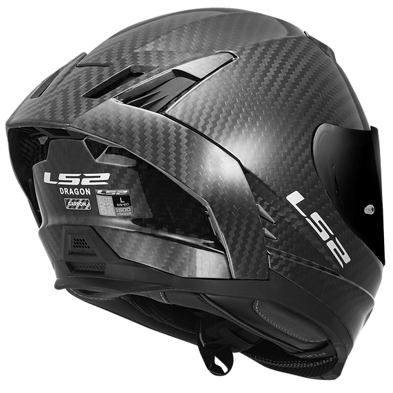 LS2 Dragon Carbon Solid Full Face Motorcycle Helmet W/ SunShield