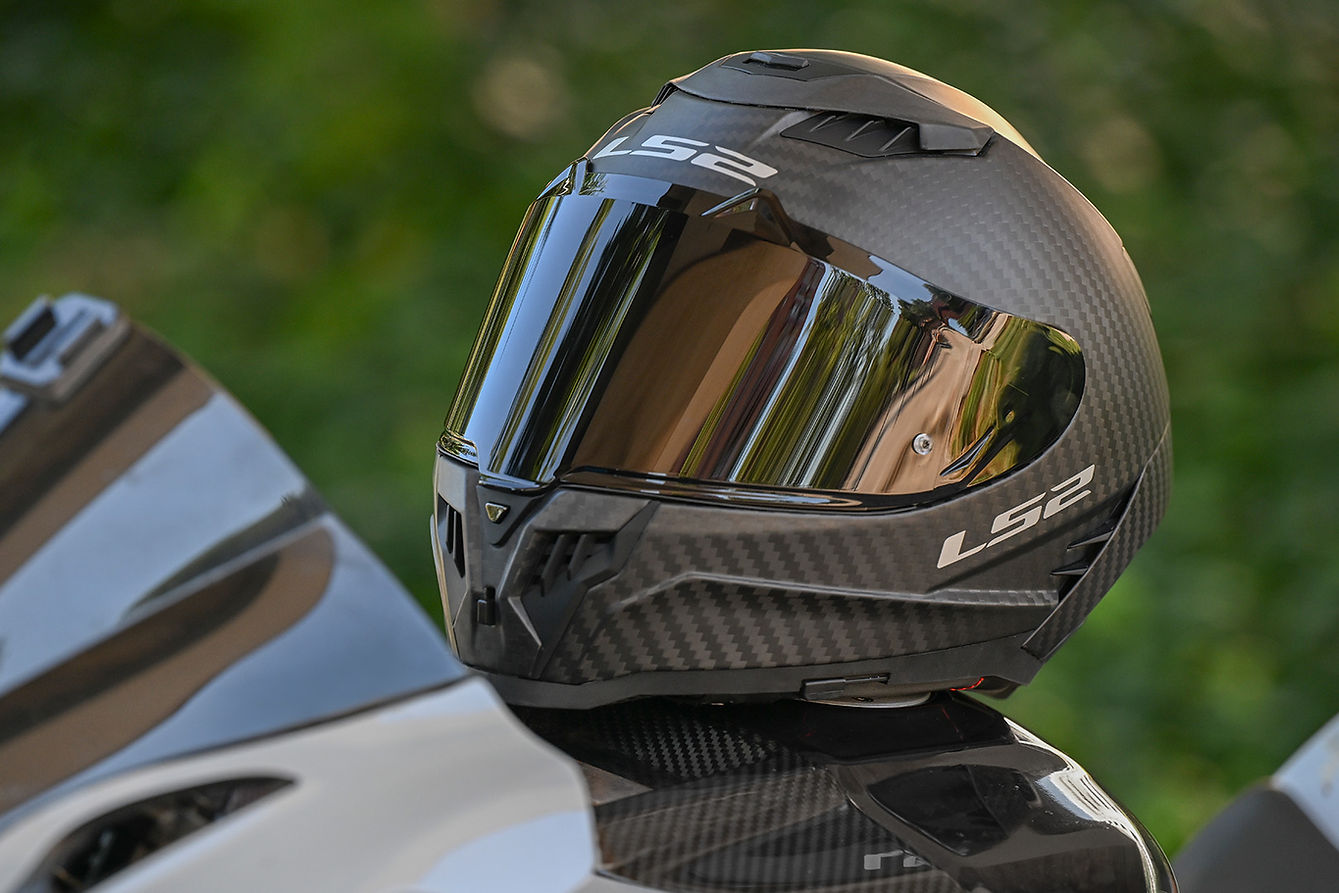 LS2 Dragon Carbon Solid Full Face Motorcycle Helmet W/ SunShield