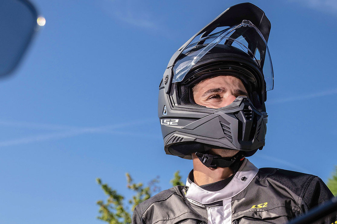 LS2 Blaze II Solid Adventure Motorcycle Helmet w/ SunShield