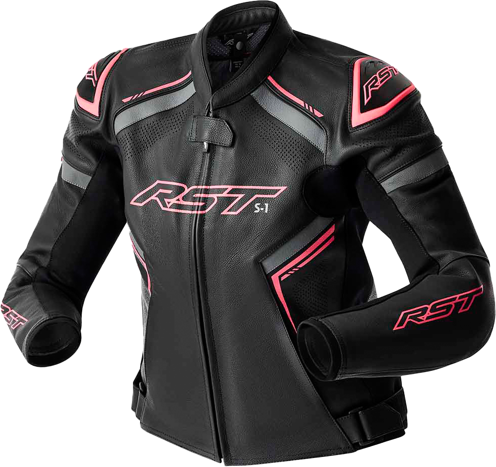 RST Moto Women's S1 D30 Leather Motorcycle Jacket - Black/Pink