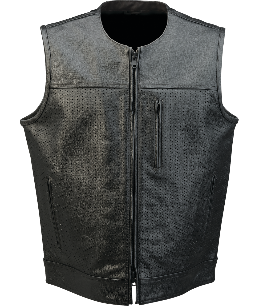 Z1R Men's Patriot perforated Leather Motorcycle Vest - front