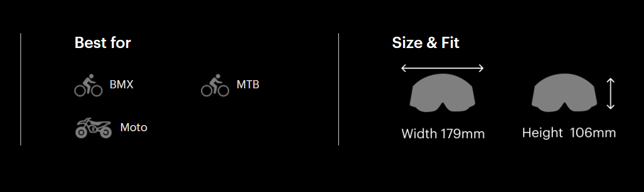 100% Armega Goggle dimensions