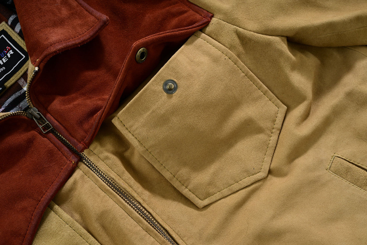 Men's Western Goat Suede Two-Tone Leather Jacket