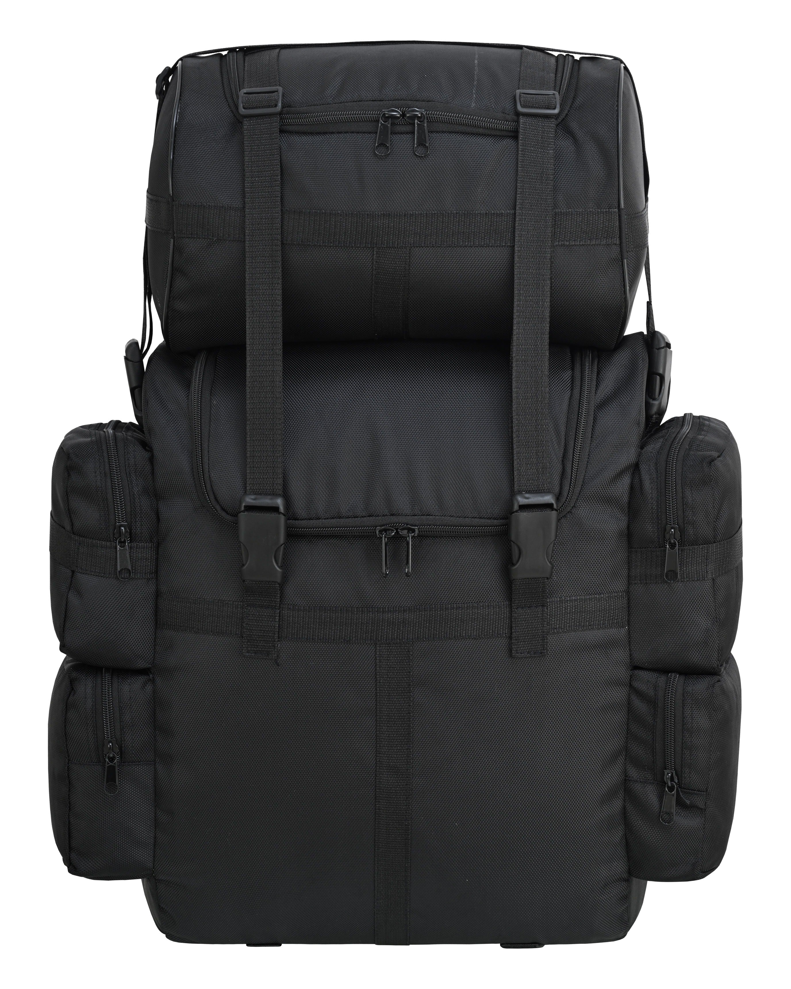 Vance Black Textile Medium Motorcycle Sissy Bar Bag with Rain Cover