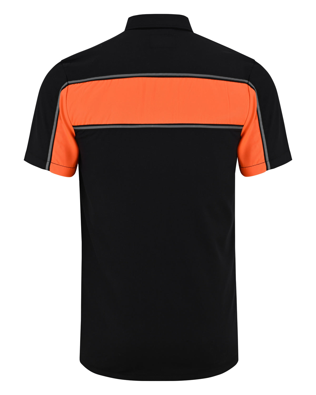 Vance Men's Black Orange Heavy-Duty Button up Mechanic Work Shirt w/ Reflective Strip - back