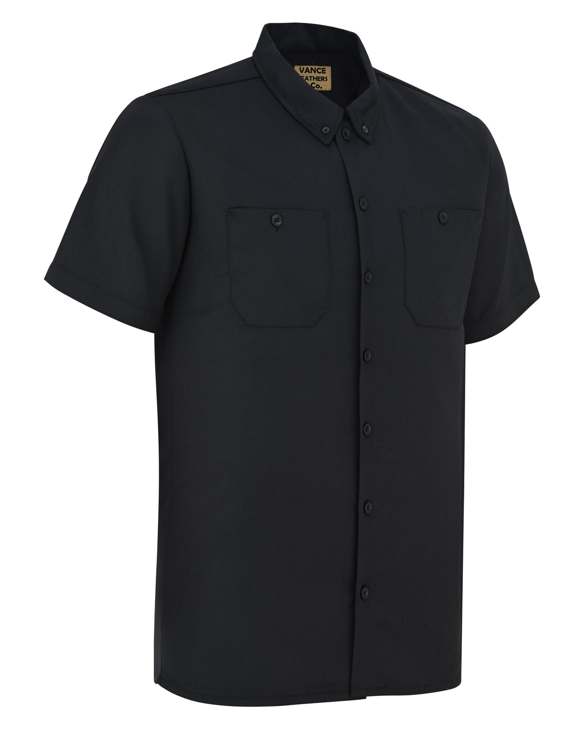 Vance Men's Black Button Up Mechanic Work Shirt w/ Front Pockets - Side