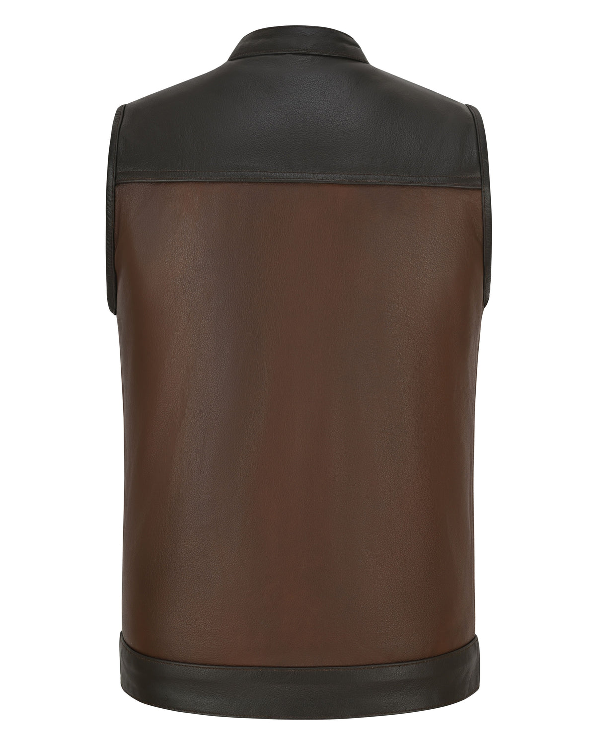 Men's Two-Tone Brown & Black Leather Motorcycle Riding Club Vest with Paisley Liner & CCW Pockets