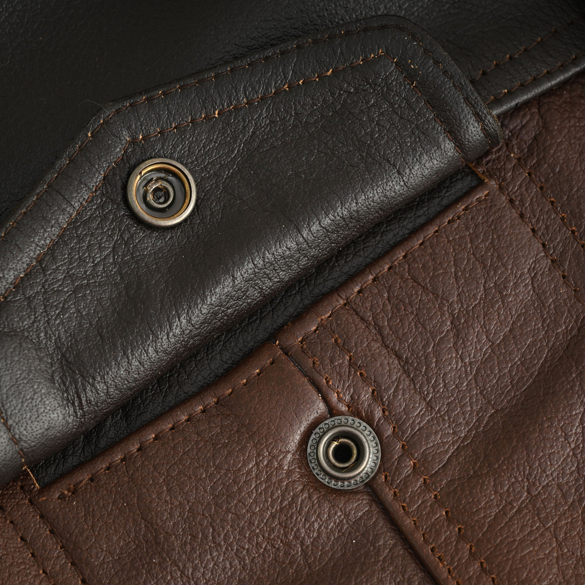 Men's Two-Tone Brown & Black Leather Motorcycle Riding Club Vest with Paisley Liner & CCW Pockets