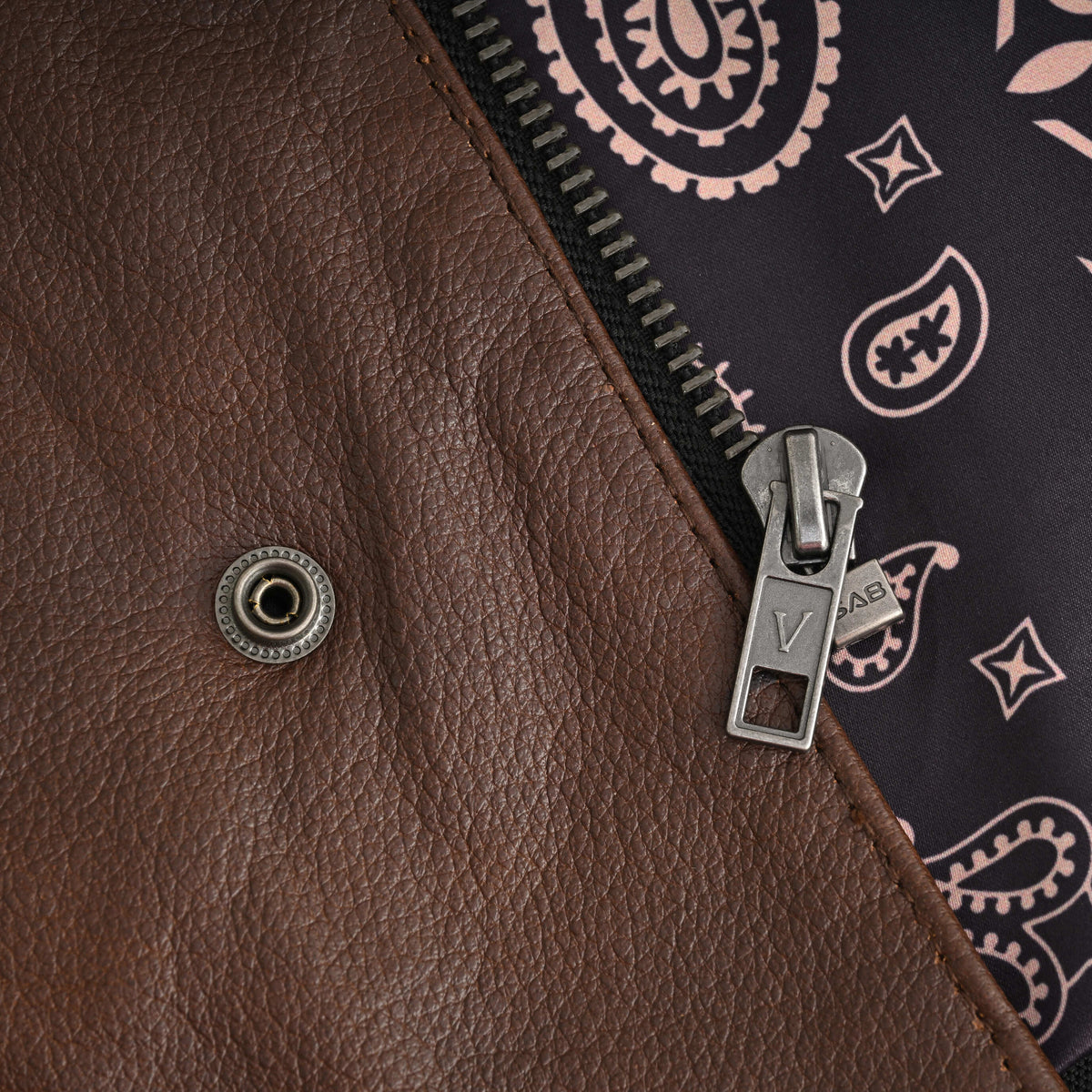 Men's Two-Tone Brown & Black Leather Motorcycle Riding Club Vest with Paisley Liner & CCW Pockets