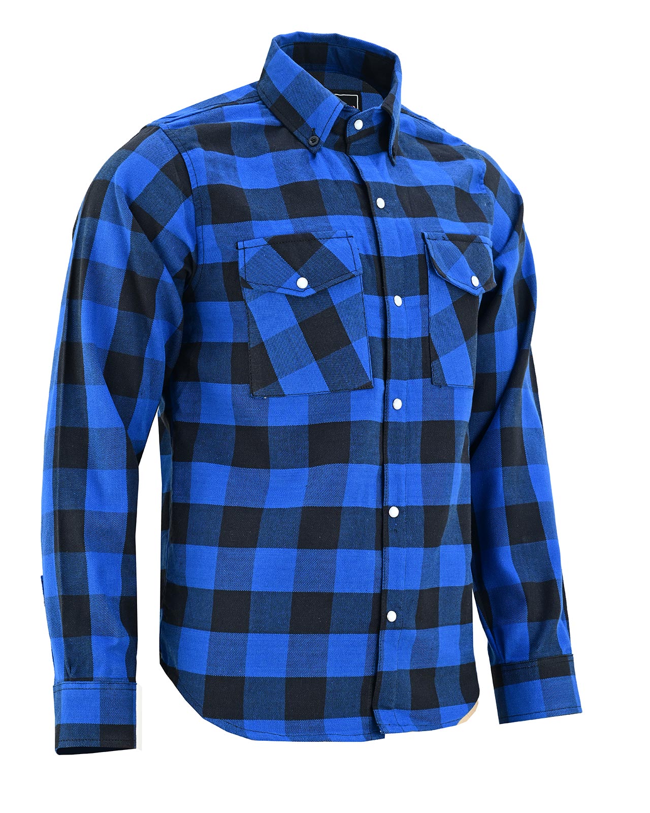 Vance Blue Men's Long Sleeve Plaid Snap Down Casual Flannel Shirt