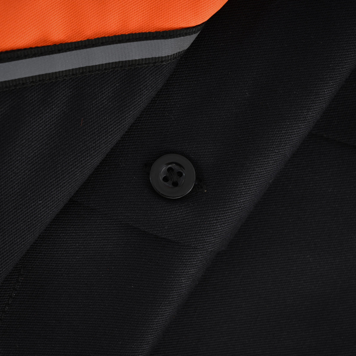 Vance Men's Black Orange Heavy-Duty Button up Mechanic Work Shirt w/ Reflective Strip - detail pic 3