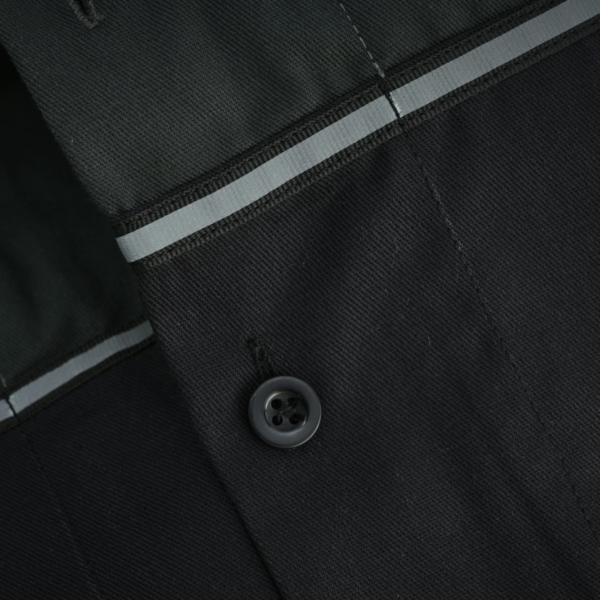 Vance Men's Black Gray Heavy-Duty Button up Mechanic Work Shirt w/ Reflective Strip - detail pic 1