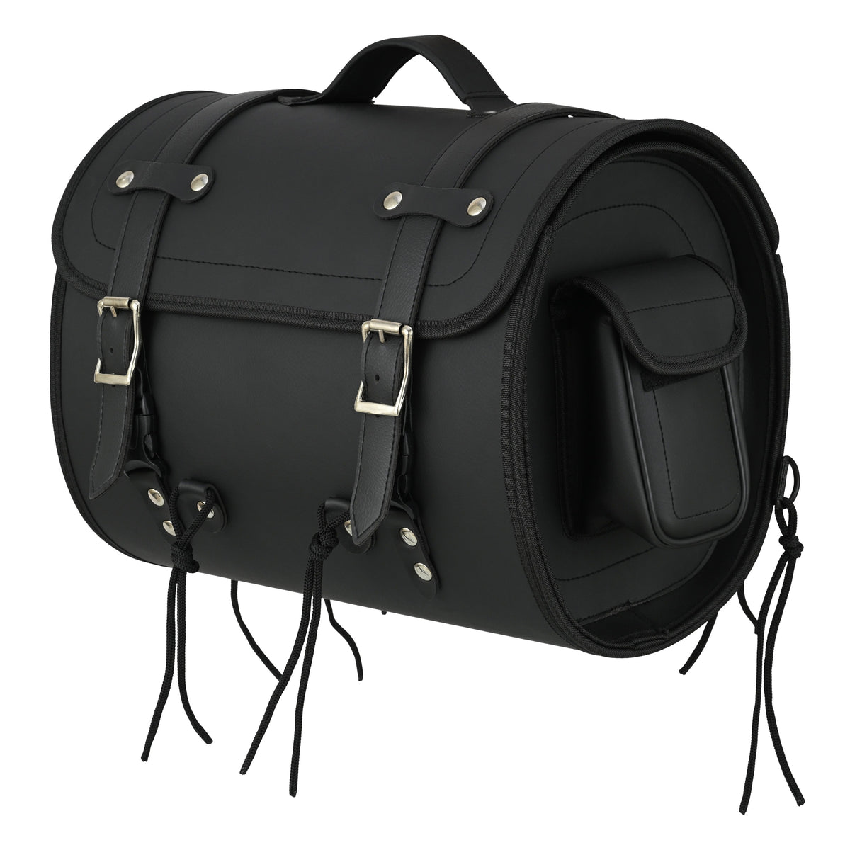 Vance Premium PVC Motorcycle Tail Bag | Durable Travel Storage Roll Bag with Quick-Release Straps & Side Pockets - Side View