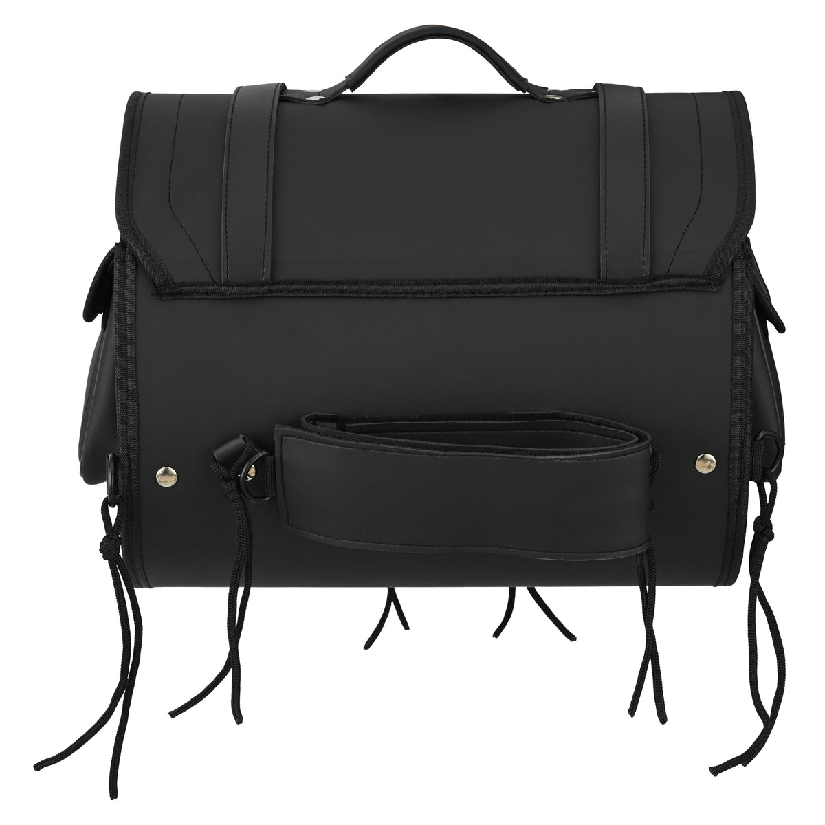 Vance Premium PVC Motorcycle Tail Bag | Durable Travel Storage Roll Bag with Quick-Release Straps & Side Pockets - Back Straps 