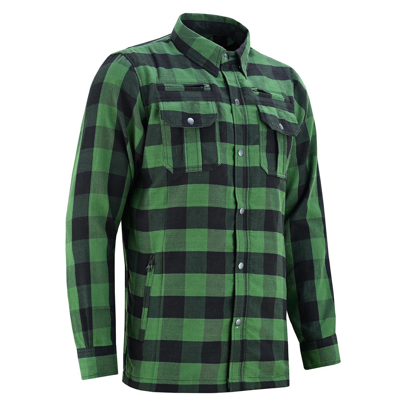 Mens Armored Motorcycle Flannel Shirt, Multiple Waterproof Storage Pockets CE Approved Armor Reinforced by Kevlar by Dupont Water Resistant