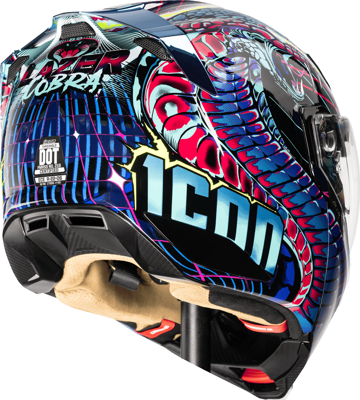 Icon Threshold Synthwave Lazer Cobra Modular Motorcycle Helmet Icon Threshold Synthwave Lazer Cobra Modular Motorcycle Helmet