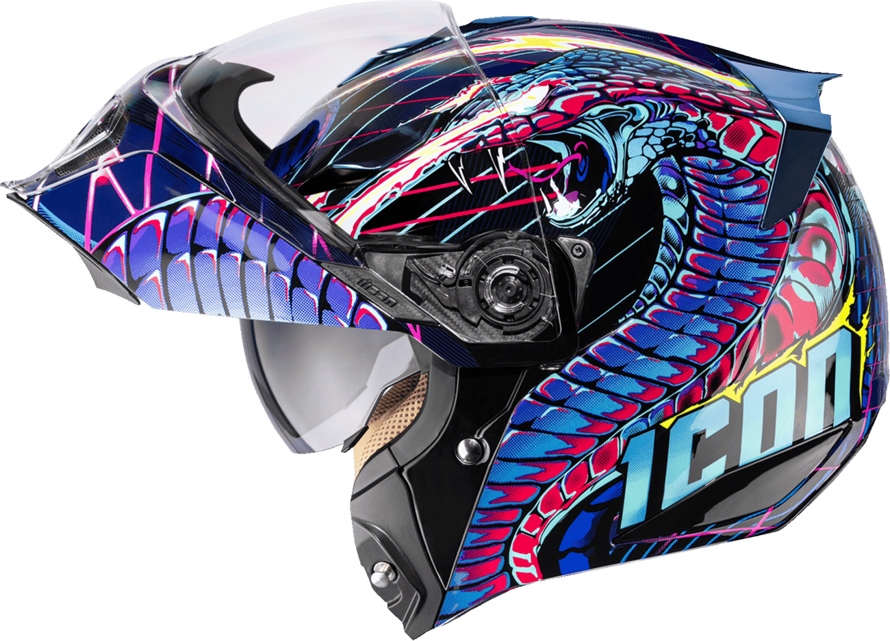 Icon Threshold Synthwave Lazer Cobra Modular Motorcycle Helmet