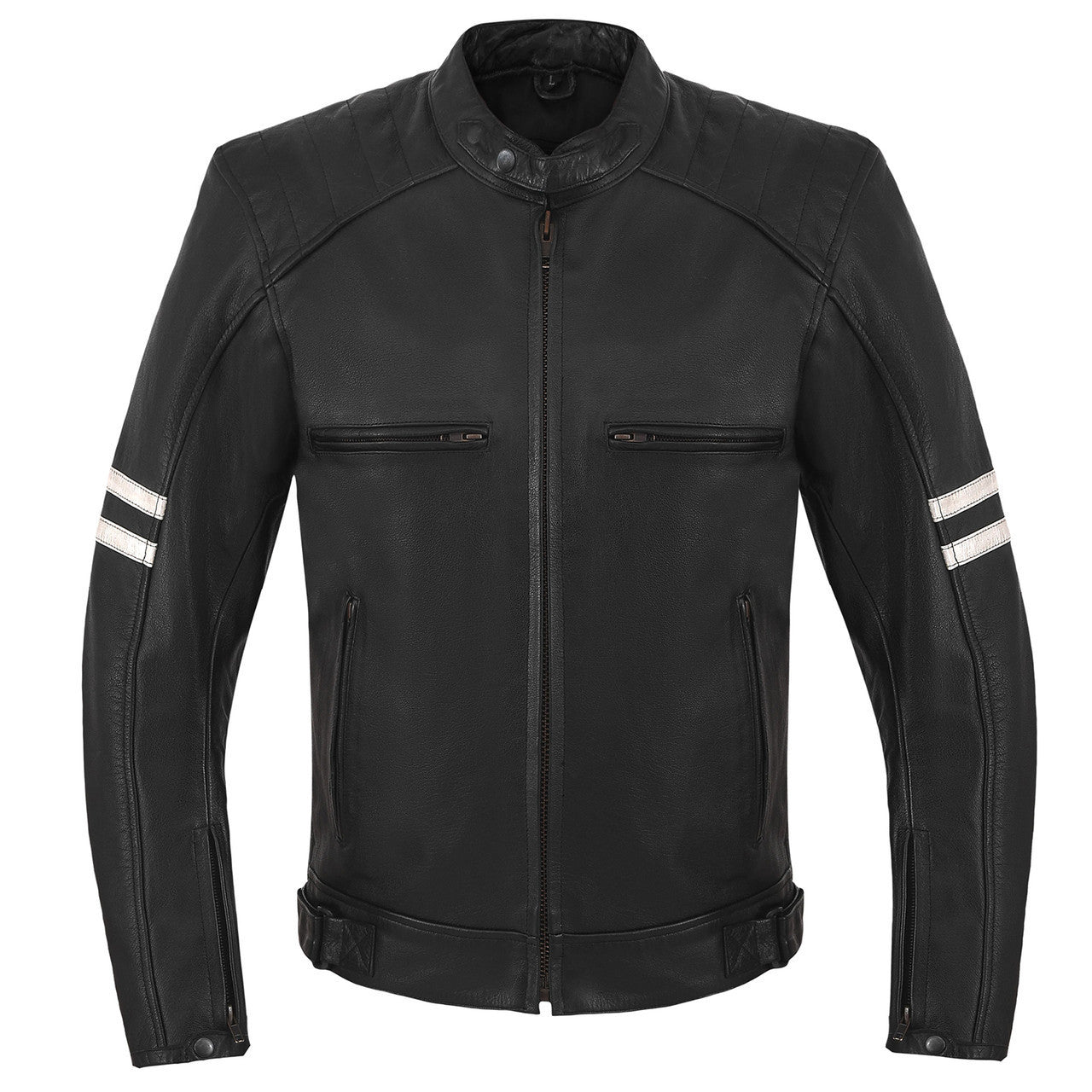 High Mileage HMM537 Mens Dual Conceal Carry Vented Sport Style Cowhide Leather Biker Motorcycle Riding Jacket - Front