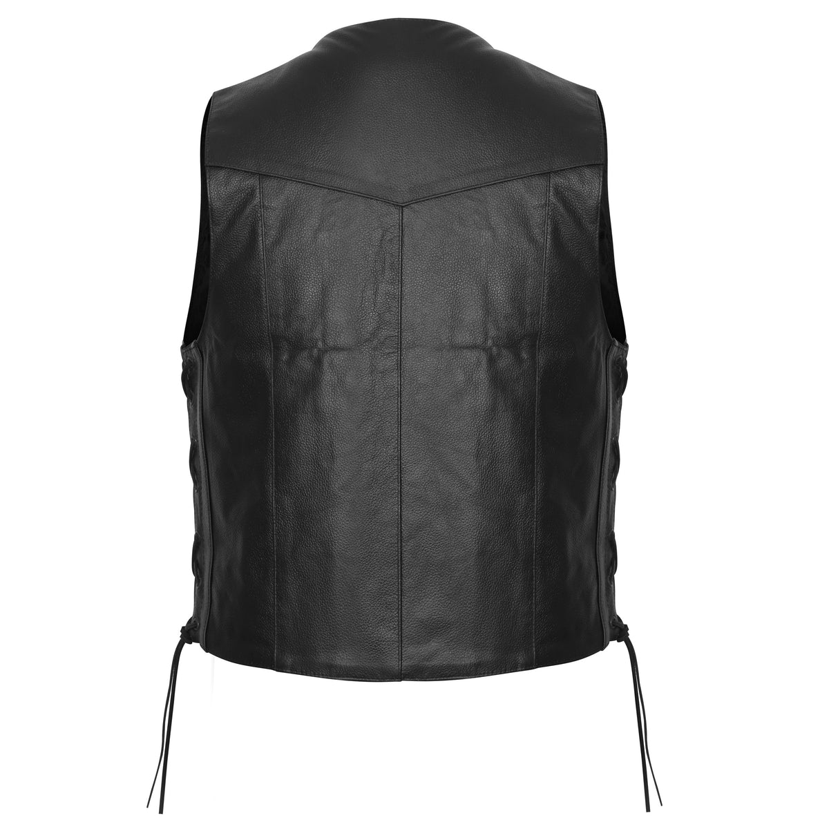 Vance Kids Black Cowhide Leather Side Lace Motorcycle Biker Vest