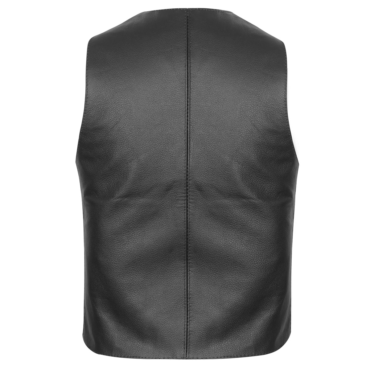 Back view of Vance kids plain side leather vest with clean panels ready for patches