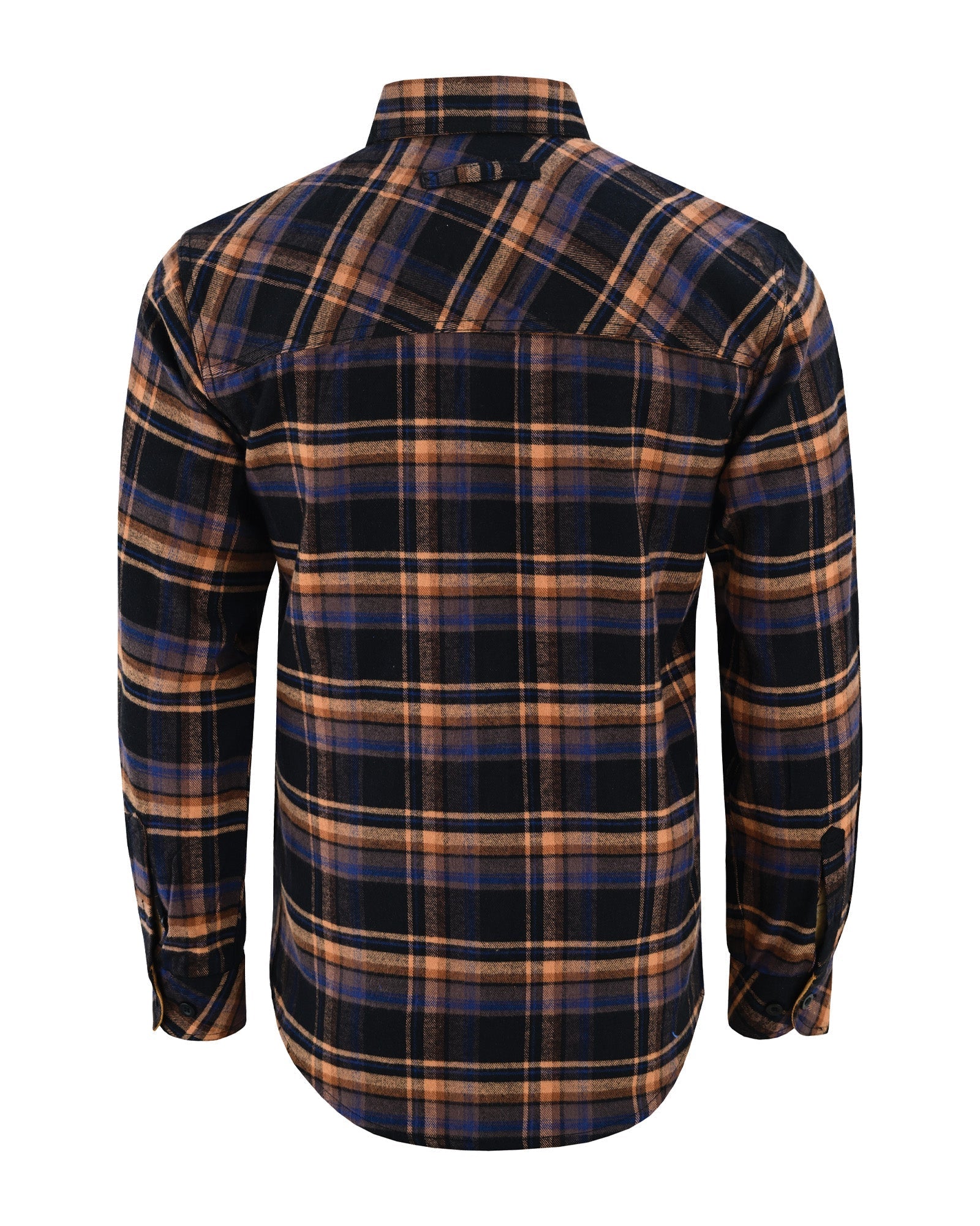 Vance Leather Men's Lumberjacket Midnight Rust Long Sleeve Plaid Button Down Casual Flannel Shirt, Corduroy Cuffs
