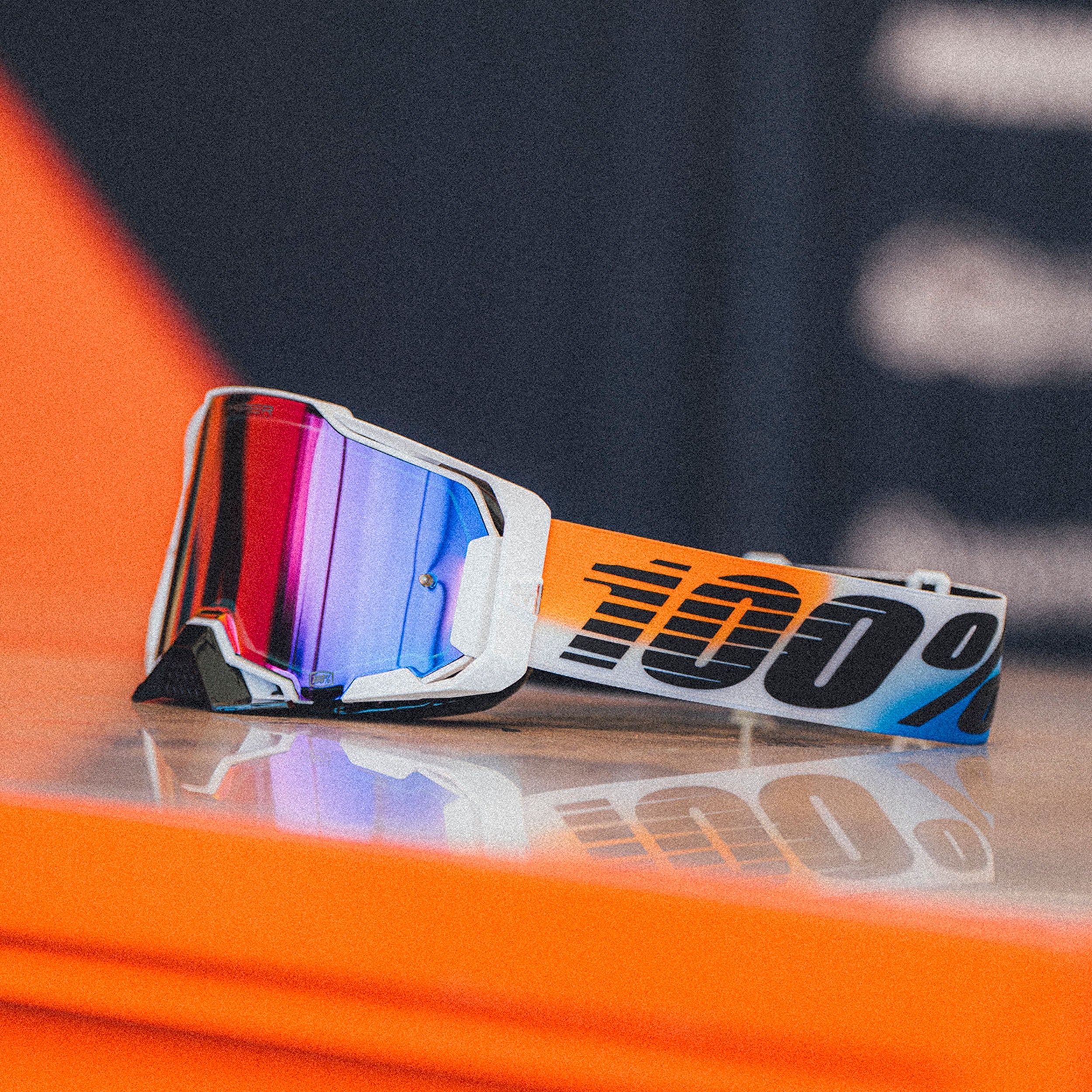 100% Armega Hiper United Mirror Red/Blue Lens Goggle