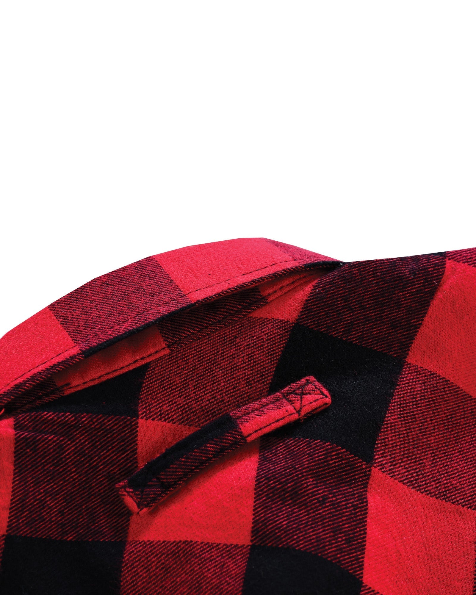 Mens Classic Red Long Sleeve Plaid Button Down Casual Flannel Shirt - Back Hook