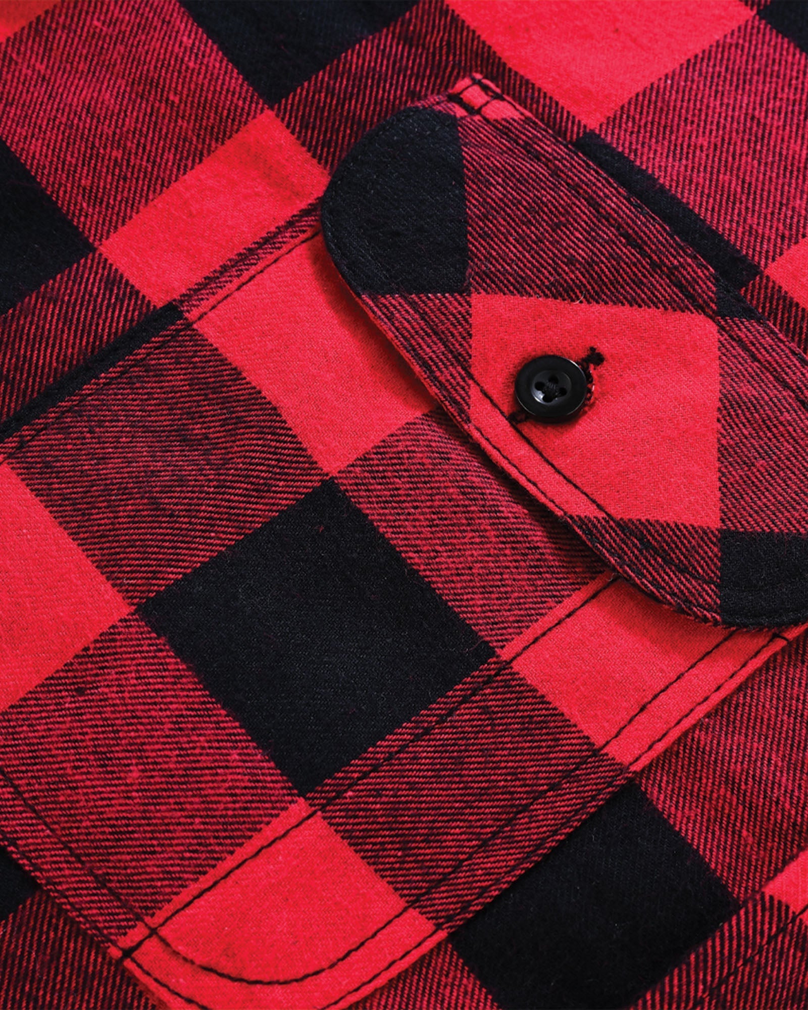 Mens Classic Red Long Sleeve Plaid Button Down Casual Flannel Shirt - Front Pocket