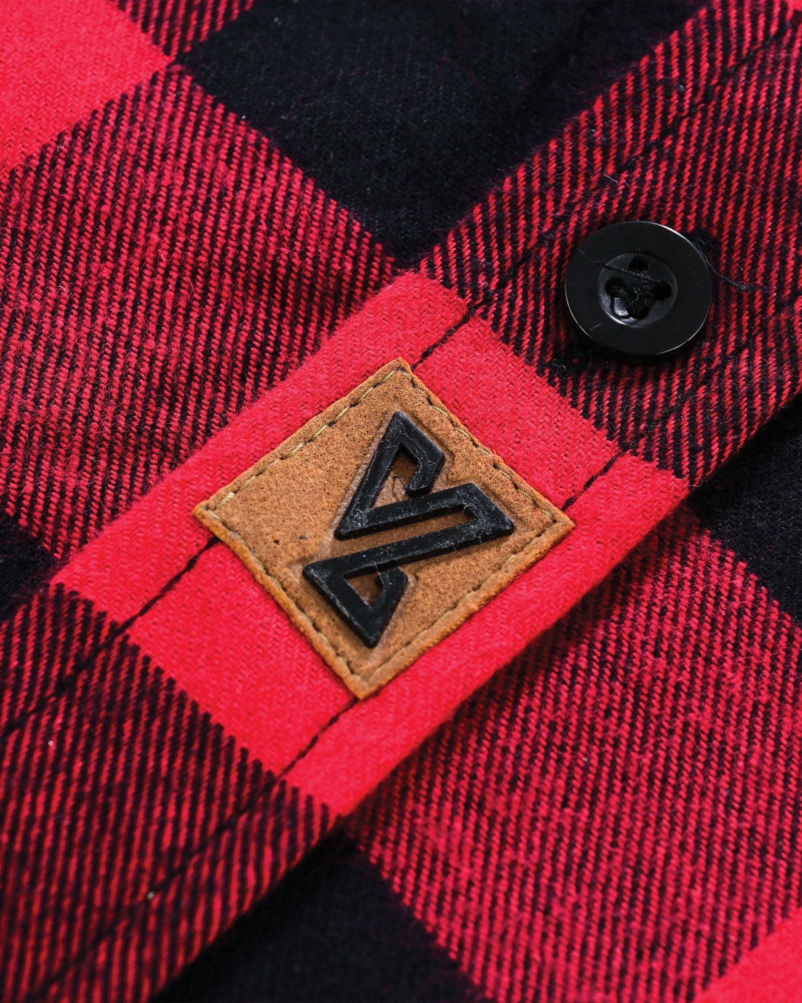 Mens Classic Red Long Sleeve Plaid Button Down Casual Flannel Shirt - Vance Logo