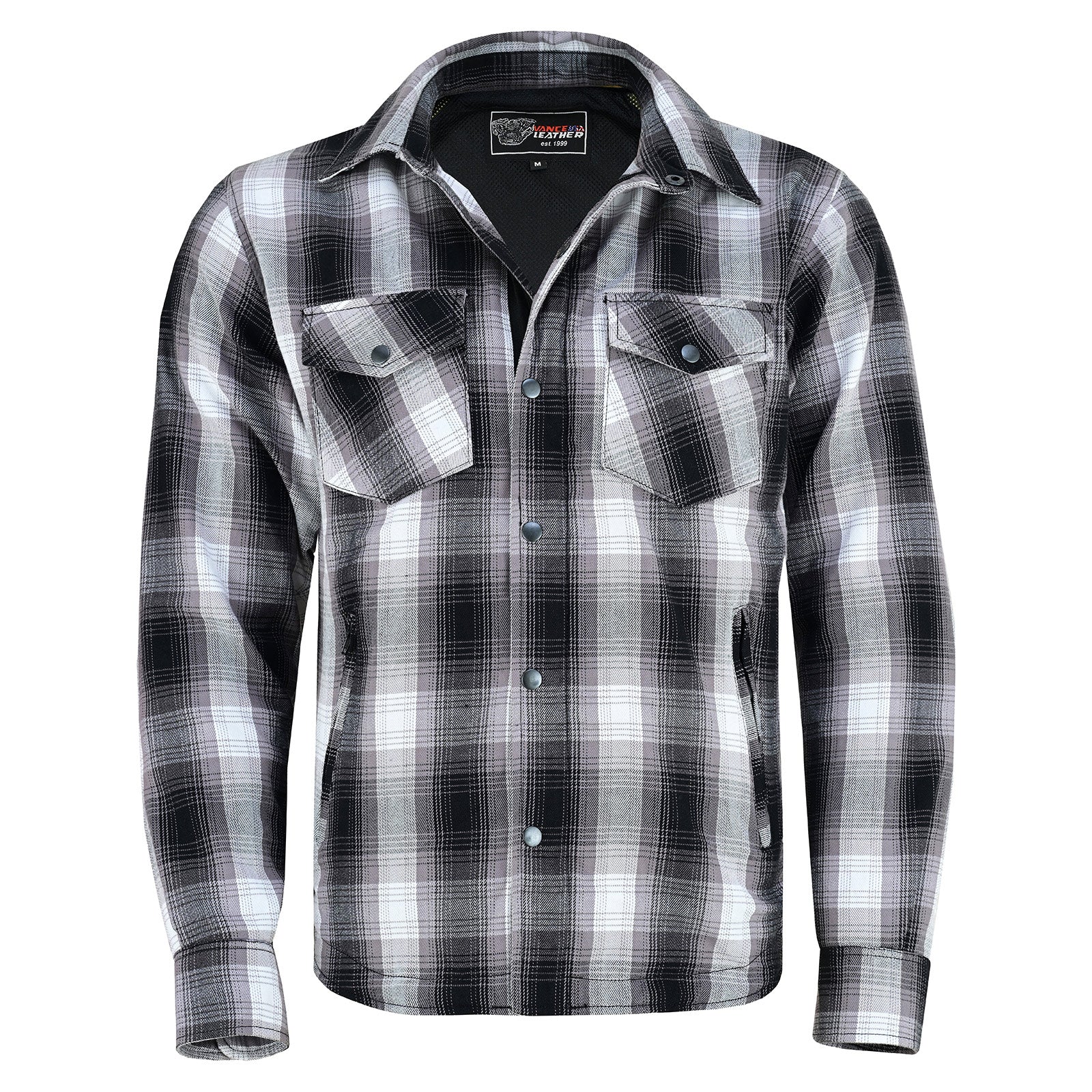 Men’s Timberwolf Armored Flannel Motorcycle Shirt w/Underarm Ventilation & CE Approved Armor Reinforced w/Aramid Fiber - Front View