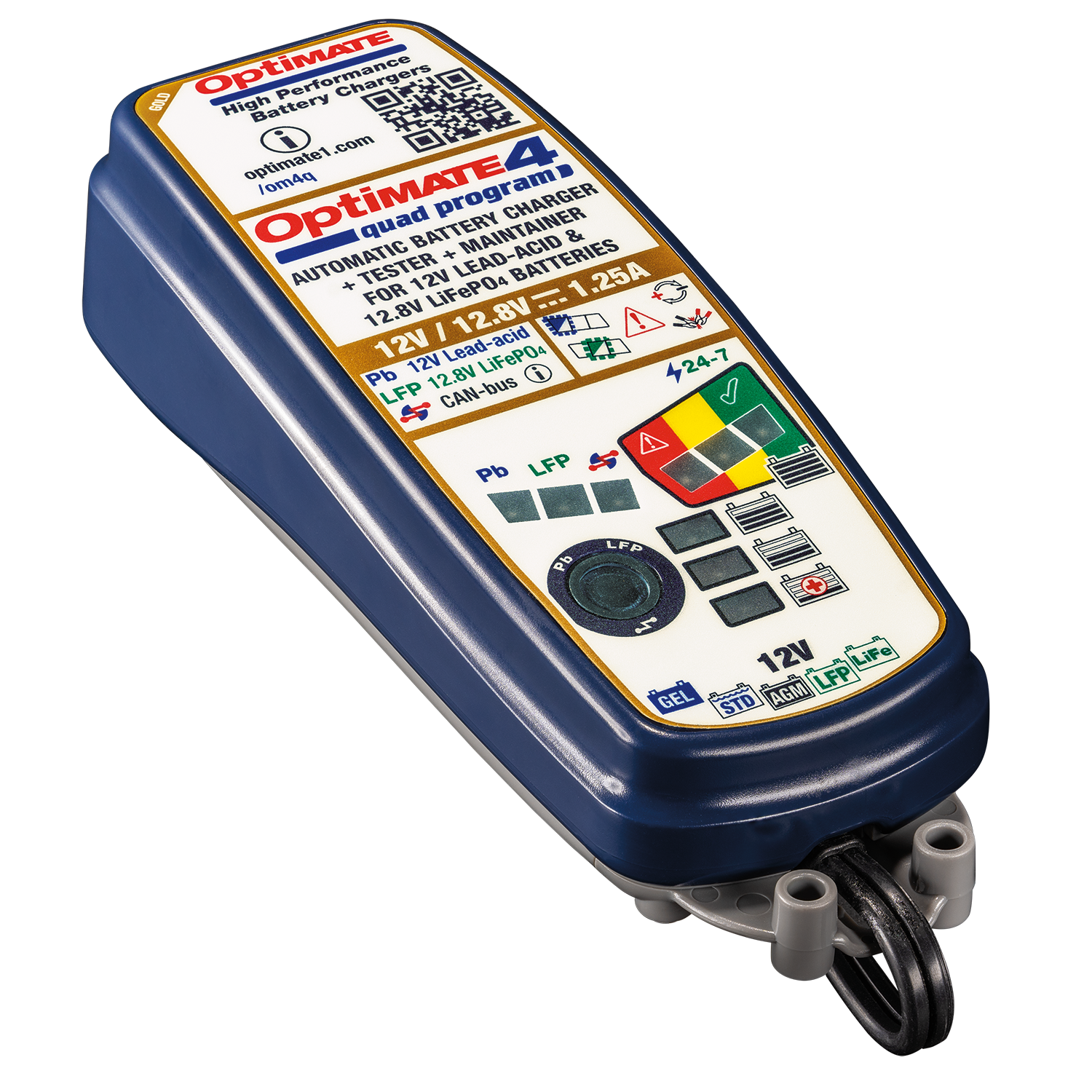 Tecmate OptiMate 4 Quad Program Premium Edition 12V/ 12.8V 1.25A charger & maintainer
