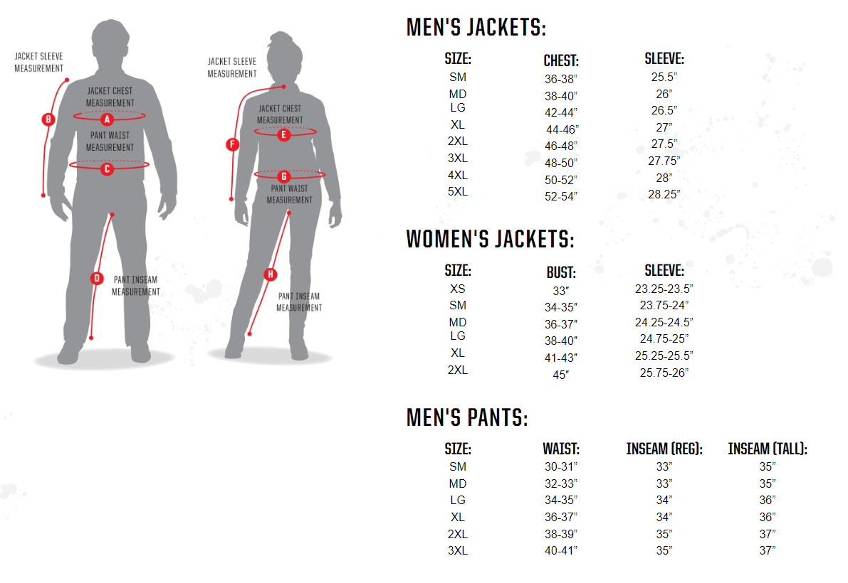 Scorpion EXO Cargo Air Jacket-size-chart