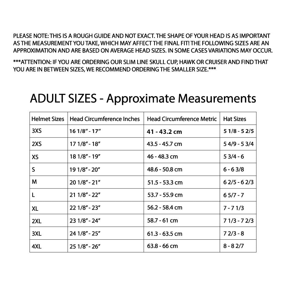 Daytona Women's Skull Cap Wild At Heart Helmet-size chart
