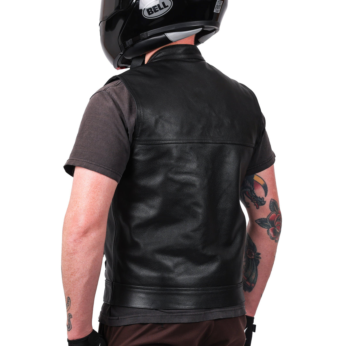 Thrashin Supply Men's Mulholland Leather Motorcycle Riding Vest - Pic 5