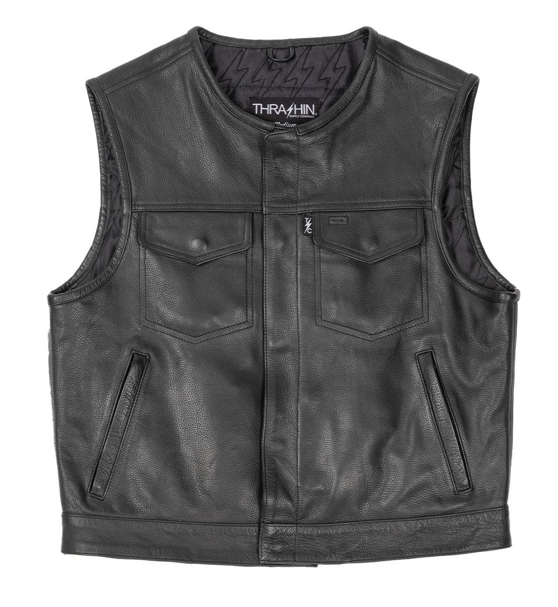 Thrashin Supply Men's Encinal Leather Shorty Motorcycle Riding Vest - Main